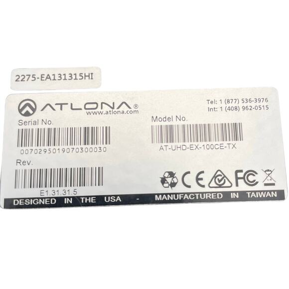 Atlona AT-UHD-EX-100CE-TX Compact HDBaseT Transmitter 4K/UHD Used - Picture 4 of 6
